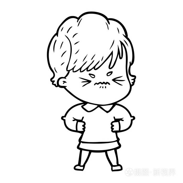 卡通失落女子的矢量插画