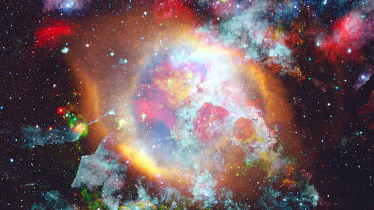 在深空间的恒星场和星云许多光年远远离地球。由 Nasa 提供的这幅图像的元素