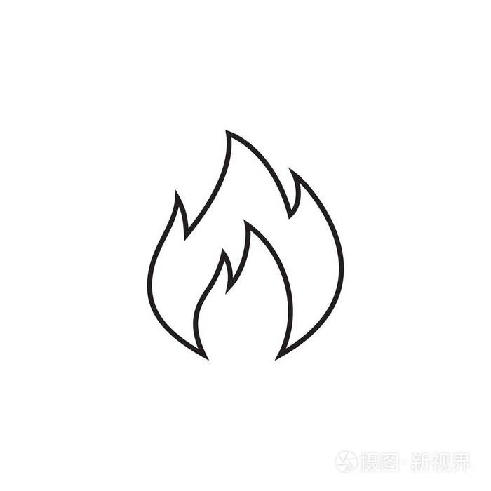 插画 火焰线性图标在一个平面设计黑色的颜色.矢量插图 eps10.eps