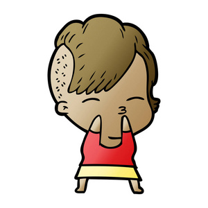 卡通斜视女孩的矢量插画插画