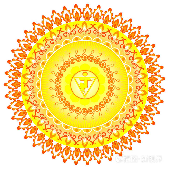 圆圈曼荼罗图案脐轮脉轮矢量图示