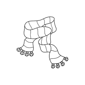 可爱的卡通围巾白色背景的儿童版画, t恤, 彩色书, 有趣和友好的性格