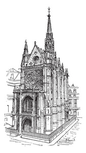 在法国，巴黎的圣礼拜堂复古雕刻