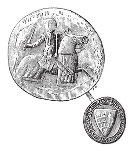 对密封 密封琴，陛下德茹安维尔死在 1317，复古