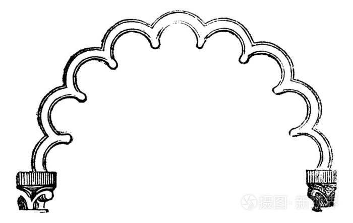 fr 内弧半圆 (十一至十二世纪),老式的雕刻插画-正版商用图片03yvpw