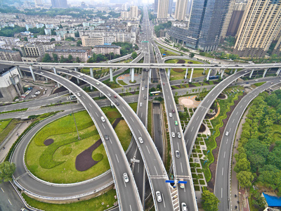 航拍鸟瞰城市高架桥桥道兰照片