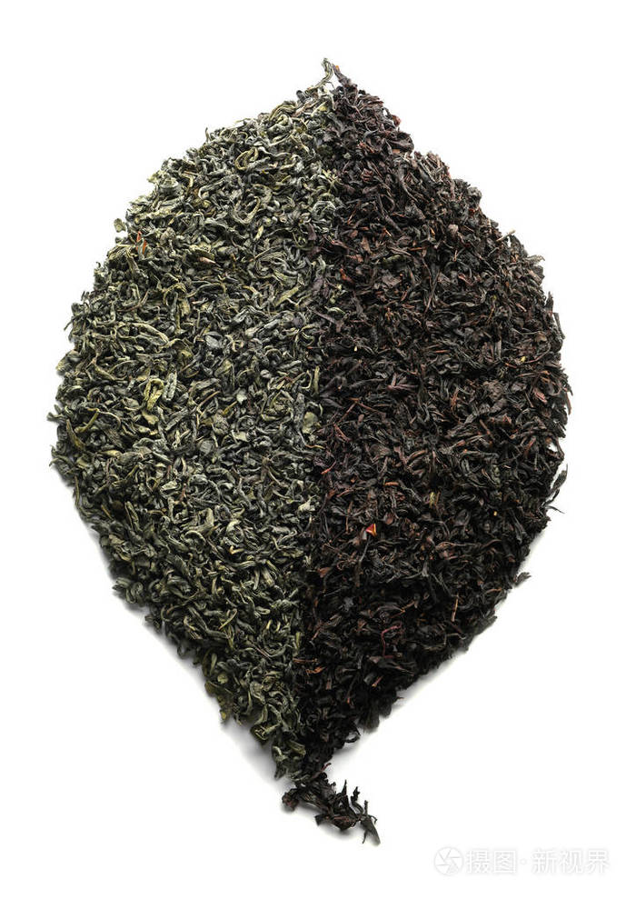 白底绿黑干茶叶
