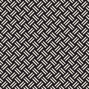 新潮斜纹编织格子。抽象的几何背景设计。矢量无缝黑白图案