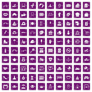100母亲和孩子的图标设置垃圾紫色