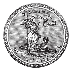 弗吉尼亚州的美国，复古雕刻的印章