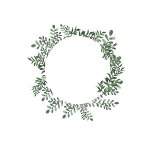 绿叶美泉花环的矢量插画设计