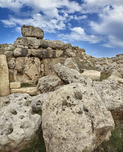 马耳他岛 戈佐岛，Ggantija 寺庙 3600公元前 3000 年 的废墟，巨石复杂被竖立在三个阶段由社区的农民和牧