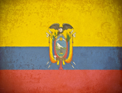 旧的 grunge 纸与 ecuadorflag 背景