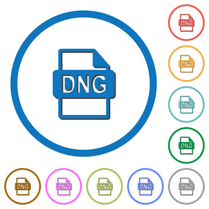 Dng 带有阴影和轮廓的文件格式图标