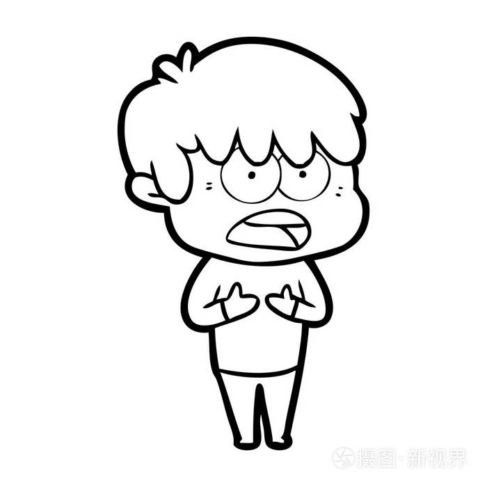 担心卡通男孩的矢量插图插画-正版商用图片03zkel-摄图新视界