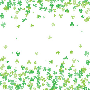 圣帕特里克节框架与绿树叶草在白色背景。向量