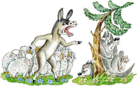 万圣节恐怖概念狮子恐怖运动吉祥物嚎叫狼的剪影对黑暗色调的雾背景和