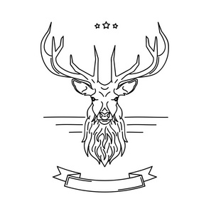 鹿头部三角形图标鹿头线图标轮廓矢量符号线性风格象形