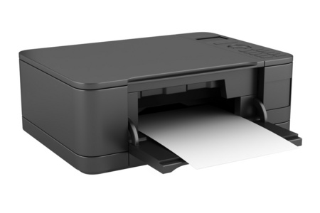 孤立在白色背景上的黑色现代办公多功能打印机