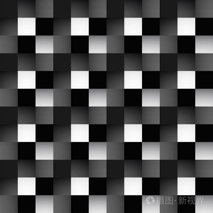 几何正方形图案.抽象单色无缝图案.矢量黑白纹理