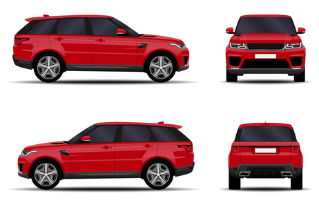 现实的 suv 车.前视图侧面视图后视图照片