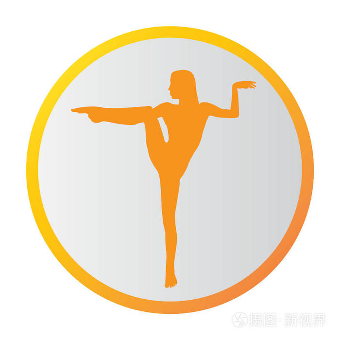 剪影年轻妇女练习瑜伽.女孩普拉提抽象背景图标上的矢量