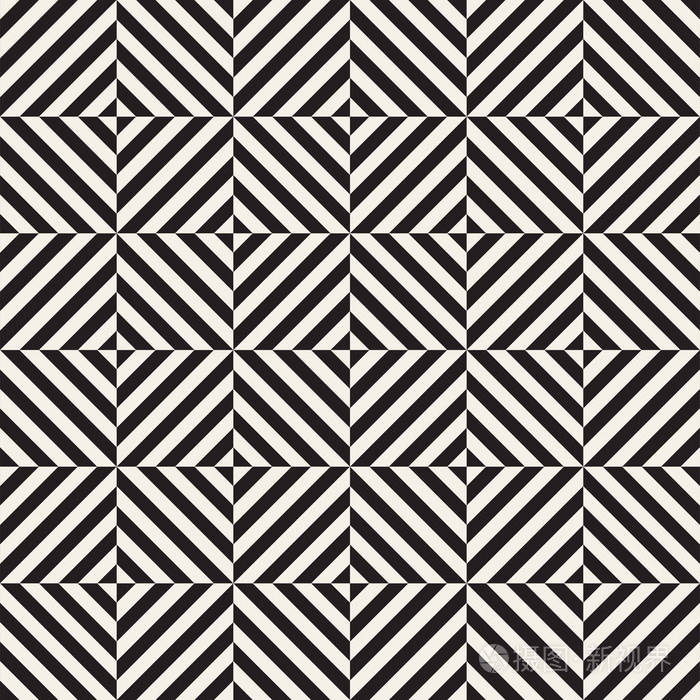 矢量无缝条纹图案现代时尚的质感与单色格架重复几何网格简单格子设计