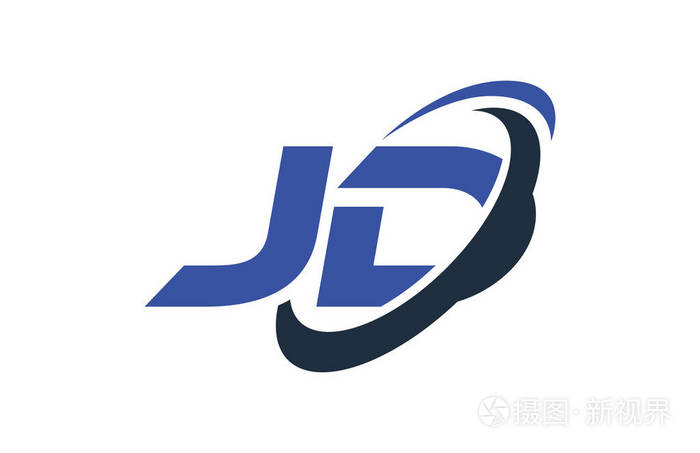 jd 徽标旋风椭圆蓝色字母矢量概念
