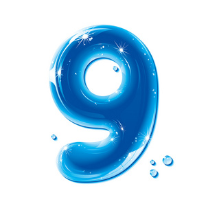 abc 系列水液体号码数字 9