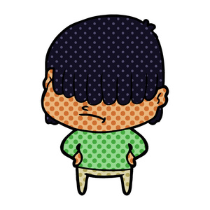 凌乱的头发的卡通男孩照片