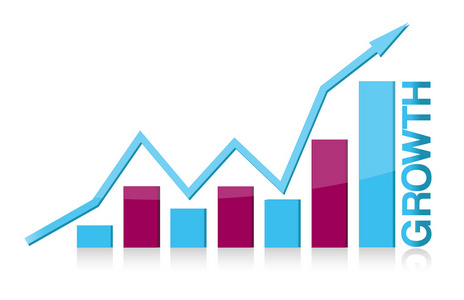 蓝色和紫色的增长图插画设计照片