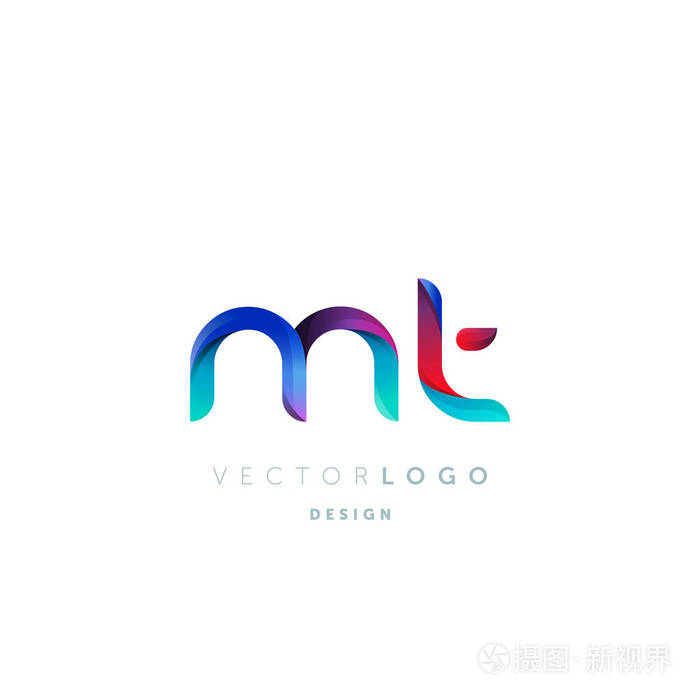 渐变mt 字母徽标,名片模板,矢量
