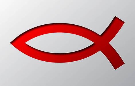 基督教鱼的符号是从纸上刻出来的。矢量插图