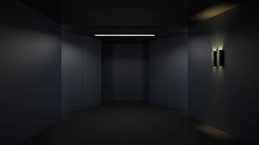 3d. 渲染简约和现代设计室空间背景, 低按键照明