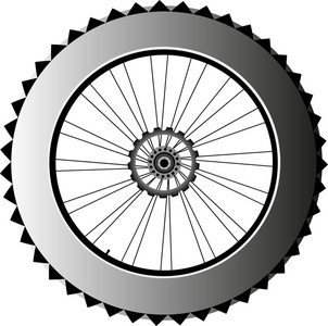 金属自行车车轮与轮胎和辐条。矢量