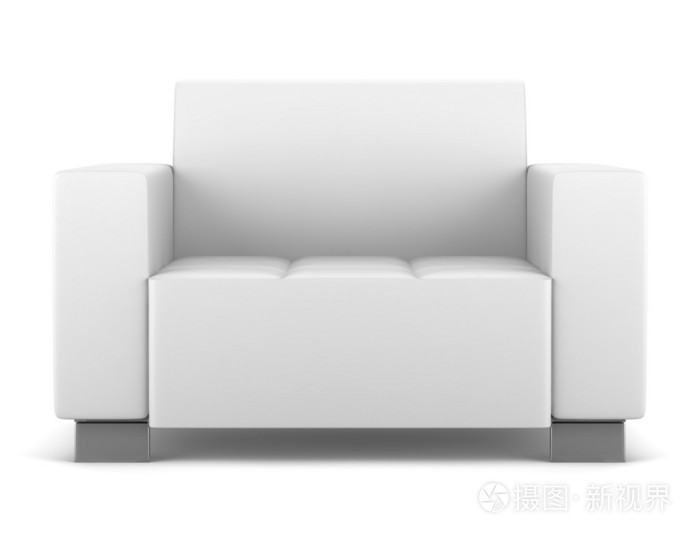 现代真皮扶手椅白色背景上孤立