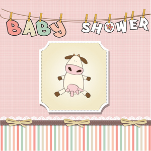 新宝贝女孩洗澡卡与牛