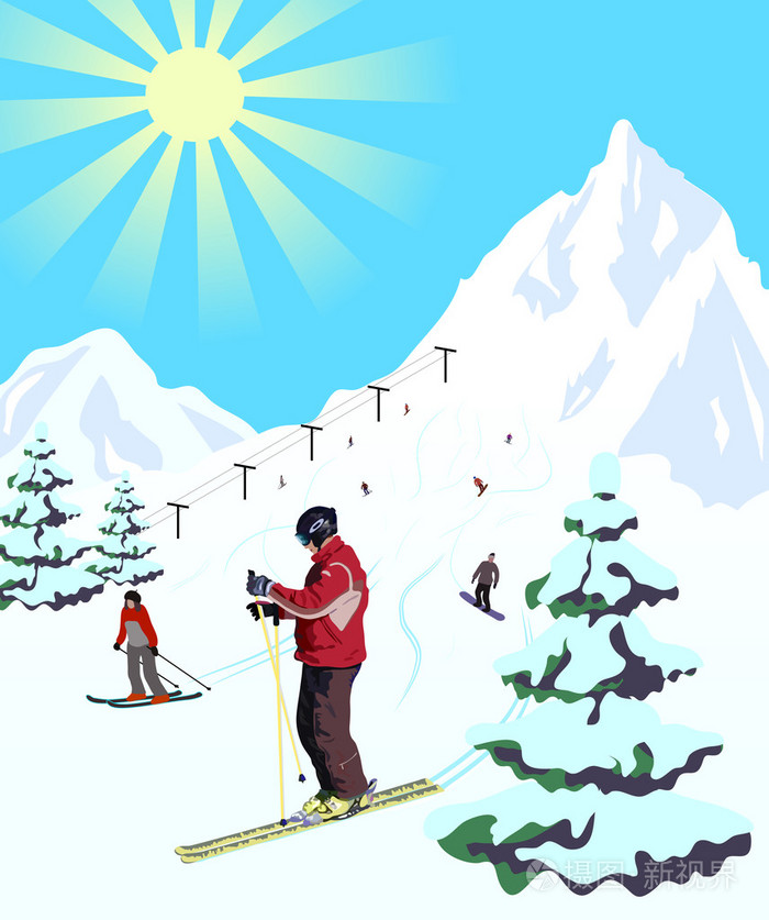 高山滑雪的图片卡通图片