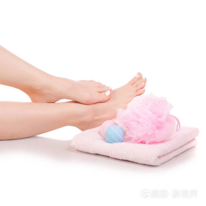 女式脚腿毛巾浴海绵泡浴美容水疗中心
