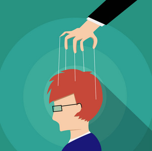 催眠大师商人控制成人的思想, 矢量设计照片