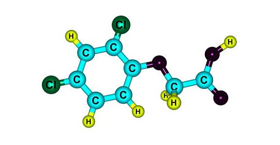 24Dichlorophenoxyacetic 酸分子结构在白色背景下分离