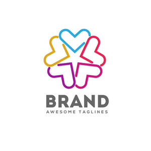 简单的爱情线条浪漫的标志.家庭怀孕婚礼或浪漫设计的概念照片