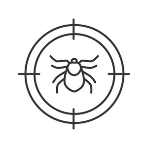螨目标线性图标。寄生昆虫驱虫剂。细折线图。轮廓符号。矢量隔离轮廓图
