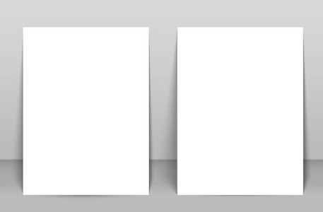 两张空白海报双折小册子样机封面模板
