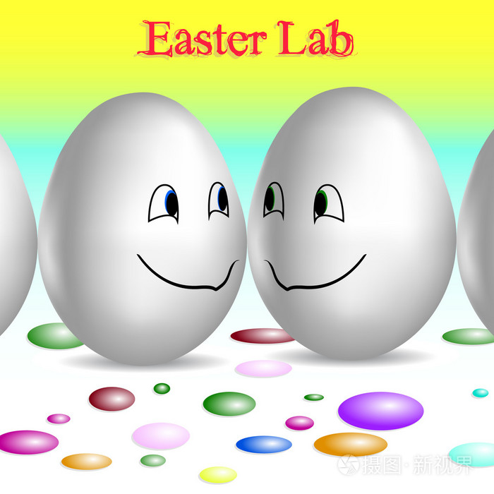 两个可爱的复活节彩蛋绘画在等待