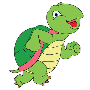 可爱的卡通龟白色背景为儿童版画, t恤, 彩色书, 有趣和友好的性格的