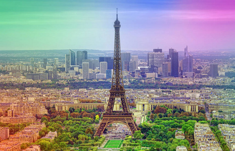 埃菲尔铁塔鸟瞰图, 巴黎地标, 法国