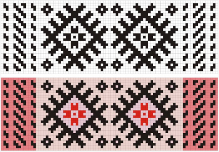 黑色白色和红色黑色用于打结或刺绣的图案