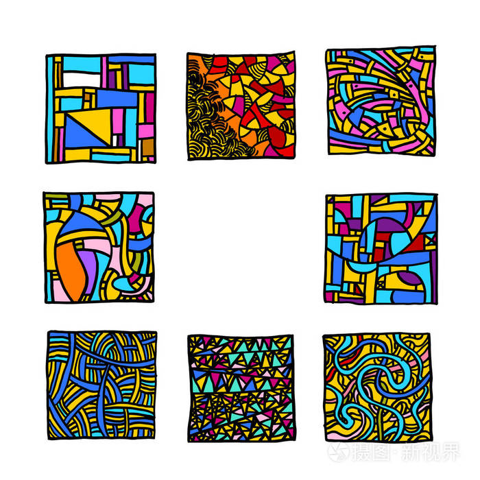 禅宗纠结图案手绘马赛克插图矢量