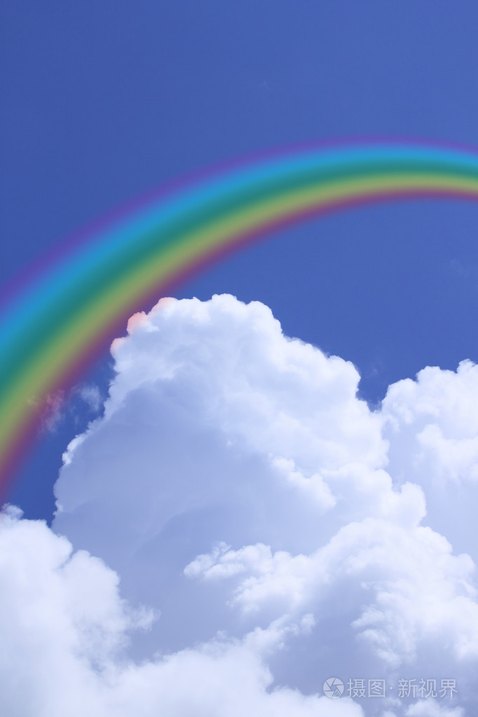 彩虹和蓝蓝的天空中云照片-正版商用图片042681-摄图新视界